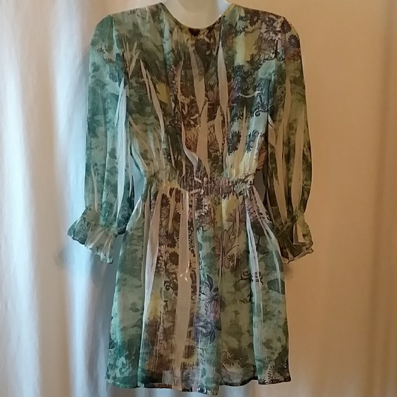 Boho Gypsy Floral Print Embroidered Tunic Top - Picture 7 of 8